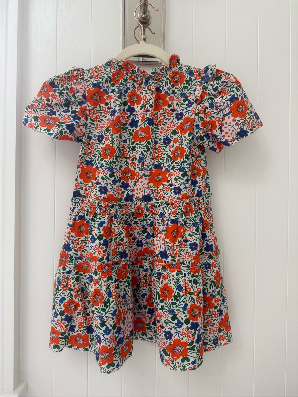 HUNTER BELL Red, Blue & Green Floral Tiered Dress